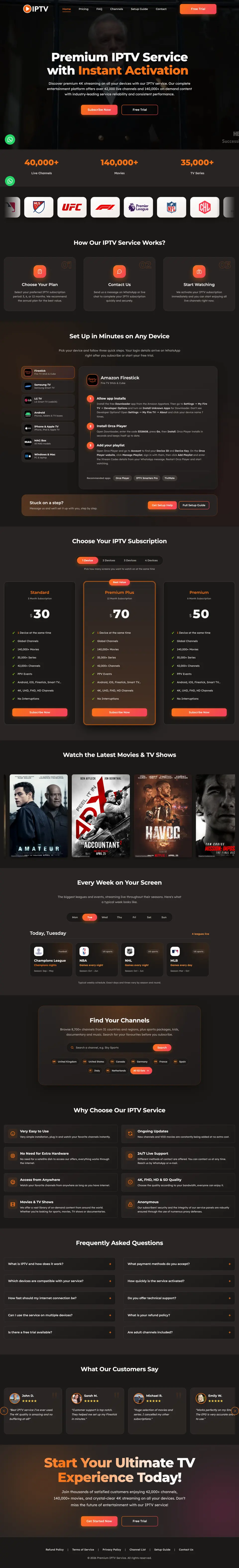 Home page completa del modello IPTV Horizon